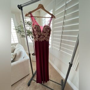 Brand New: Red Long Dress: Size 1-2